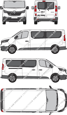 Renault Trafic, minibus, L2H1, Rear Wing Doors, 1 Sliding Door (2022)