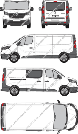 Renault Trafic, Kastenwagen, L2H1, Heck verglast, teilverglast rechts, Rear Flap, 1 Sliding Door (2022)