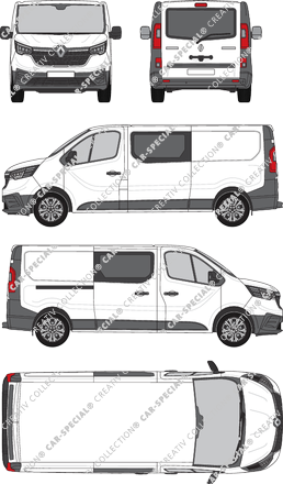 Renault Trafic, van/transporter, L2H1, rear window, double cab, Rear Flap, 1 Sliding Door (2022)