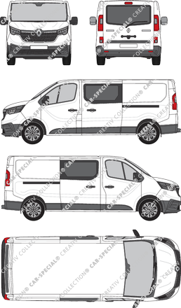 Renault Trafic, van/transporter, L2H1, rear window, double cab, Rear Flap, 2 Sliding Doors (2022)
