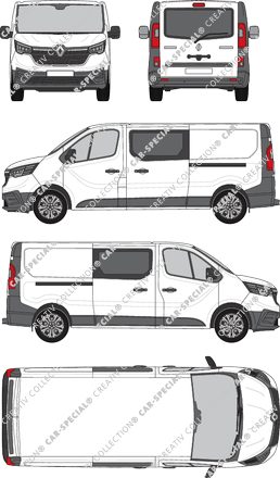 Renault Trafic, van/transporter, L2H1, rear window, double cab, Rear Flap, 2 Sliding Doors (2022)