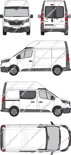 Renault Trafic, fourgon, L1H2, Heck verglast, teilverglast rechts, Rear Wing Doors, 1 Sliding Door (2022)