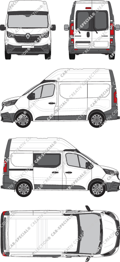 Renault Trafic, furgón, L1H2, Heck verglast, teilverglast rechts, Rear Wing Doors, 1 Sliding Door (2022)