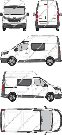 Renault Trafic, van/transporter, L1H2, double cab, Rear Wing Doors, 1 Sliding Door (2022)