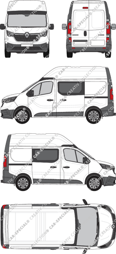 Renault Trafic, Kastenwagen, L1H2, Doppelkabine, Rear Wing Doors, 2 Sliding Doors (2022)