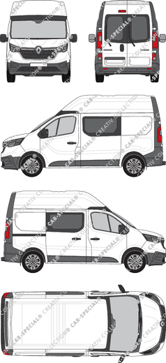 Renault Trafic, Kastenwagen, L1H2, Heck verglast, Doppelkabine, Rear Wing Doors, 1 Sliding Door (2022)