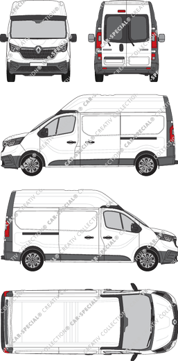Renault Trafic, van/transporter, L2H2, rear window, Rear Wing Doors, 2 Sliding Doors (2022)