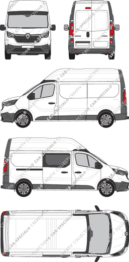 Renault Trafic, furgone, L2H2, teilverglast rechts, Rear Wing Doors, 1 Sliding Door (2022)