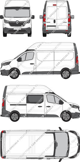 Renault Trafic, furgón, L2H2, teilverglast rechts, Rear Wing Doors, 1 Sliding Door (2022)