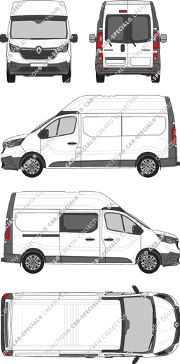 Renault Trafic, Kastenwagen, L2H2, Heck verglast, teilverglast rechts, Rear Wing Doors, 1 Sliding Door (2022)