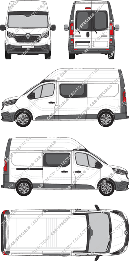 Renault Trafic, van/transporter, L2H2, rear window, double cab, Rear Wing Doors, 1 Sliding Door (2022)
