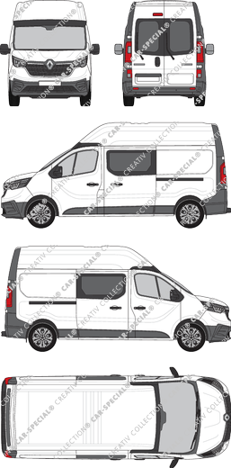 Renault Trafic, van/transporter, L2H2, rear window, double cab, Rear Wing Doors, 2 Sliding Doors (2022)