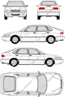 Saab 900, Kombilimousine, 5 Doors (1993)