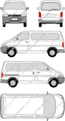 Toyota HiAce 3-Sitzer, 3 sièges, Kleinbus, Rear Flap, 1 Sliding Door (1998)