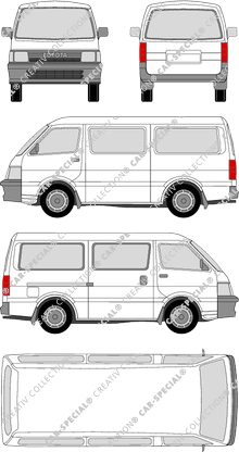 Toyota HiAce, minibus, long, Rear Flap, 1 Sliding Door (1995)