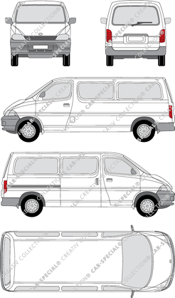 Toyota HiAce, Kleinbus, lang, Rear Flap, 1 Sliding Door (1998)