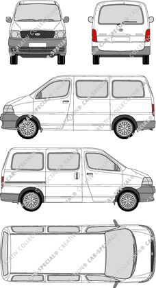 Toyota HiAce, camionnette, Rear Flap, 1 Sliding Door (2006)