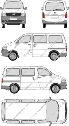 Toyota HiAce, Kleinbus, Rear Flap, 2 Sliding Doors (2006)