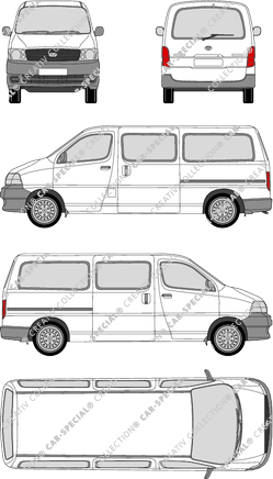 Toyota HiAce, Kleinbus, lang, Rear Flap, 2 Sliding Doors (2006)