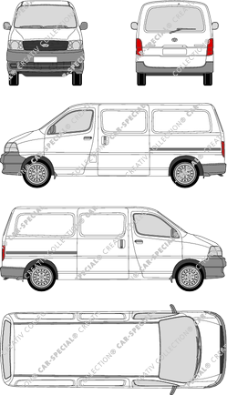 Toyota HiAce, fourgon, longue, Heck verglast, Rear Flap, 2 Sliding Doors (2006)