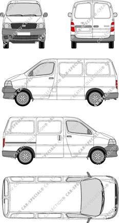 Toyota HiAce, Kastenwagen, Rear Wing Doors, 1 Sliding Door (2006)
