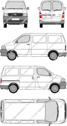 Toyota HiAce, furgón, ventana de parte trasera, Rear Wing Doors, 1 Sliding Door (2006)