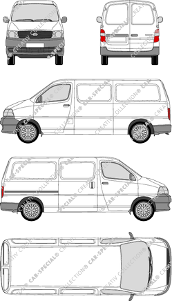 Toyota HiAce, furgón, largo, Rear Wing Doors, 1 Sliding Door (2006)