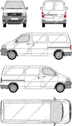 Toyota HiAce, furgone, lang, Rear Wing Doors, 2 Sliding Doors (2006)
