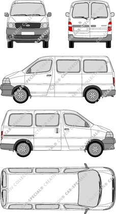 Toyota HiAce, minibus, Rear Wing Doors, 1 Sliding Door (2006)