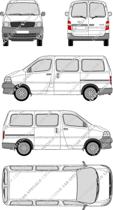 Toyota HiAce, microbús, Rear Wing Doors, 2 Sliding Doors (2006)