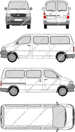 Toyota HiAce, Kleinbus, lang, Rear Wing Doors, 1 Sliding Door (2006)