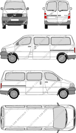 Toyota HiAce, camionnette, longue, Rear Wing Doors, 2 Sliding Doors (2006)