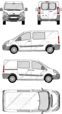 Toyota Proace, Heck verglast, van/transporter, L1H1, rear window, double cab, Rear Wing Doors, 1 Sliding Door (2013)
