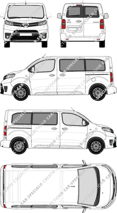 Toyota Proace Verso, Verso, Medium (L1), Rear Wing Doors, 2 Sliding Doors (2016)