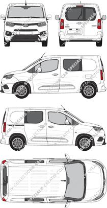 Toyota Proace City, van/transporter, short, rear window, double cab, Rear Wing Doors, 1 Sliding Door (2020)