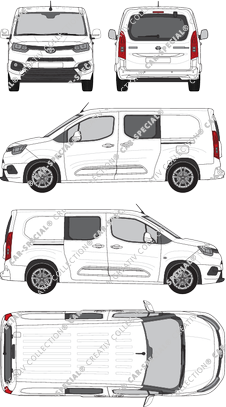 Toyota Proace City, van/transporter, long, rear window, double cab, Rear Flap, 2 Sliding Doors (2020)