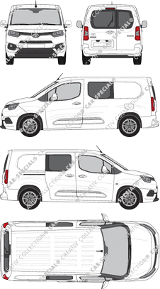 Toyota Proace City, van/transporter, long, rear window, double cab, Rear Wing Doors, 1 Sliding Door (2020)