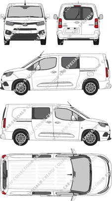 Toyota Proace City, van/transporter, long, rear window, double cab, Rear Wing Doors, 2 Sliding Doors (2020)