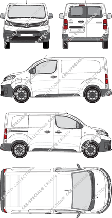 Toyota Proace Electric, fourgon, compact, Heck verglast, Rear Wing Doors, 1 Sliding Door (2021)