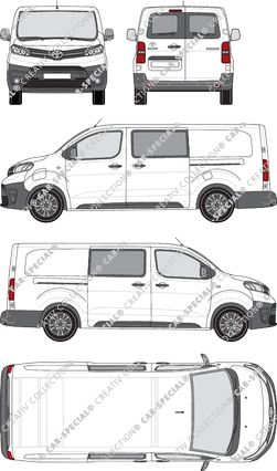 Toyota Proace Electric, furgón, largo (L2), ventana de parte trasera, cabina doble, Rear Wing Doors, 2 Sliding Doors (2021)