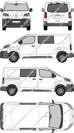 Toyota Proace Electric, van/transporter, medium (L1), rear window, double cab, Rear Flap, 1 Sliding Door (2024)