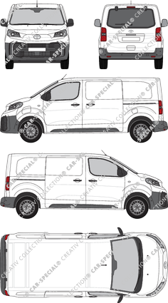 Toyota Proace Electric, Kastenwagen, Medium (L1), Heck verglast, Rear Flap, 2 Sliding Doors (2024)