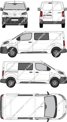 Toyota Proace Electric, Kastenwagen, Medium (L1), Doppelkabine, Rear Wing Doors, 1 Sliding Door (2024)