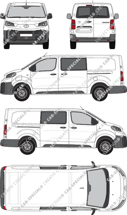 Toyota Proace Electric, furgón, largo (L2), ventana de parte trasera, cabina doble, Rear Wing Doors, 2 Sliding Doors (2024)