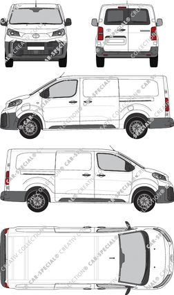 Toyota Proace Electric, furgón, largo (L2), ventana de parte trasera, Rear Wing Doors, 2 Sliding Doors (2024)
