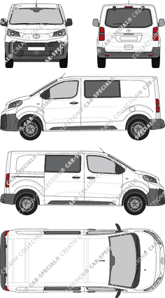Toyota Proace, furgone, Medium (L1), vitre arrière, Doppelkabine, Rear Flap, 1 Sliding Door (2024)
