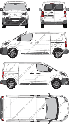 Toyota Proace, Kastenwagen, Medium (L1), Heck verglast, Rear Wing Doors, 2 Sliding Doors (2024)