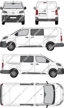 Toyota Proace, furgón, largo (L2), cabina doble, Rear Wing Doors, 2 Sliding Doors (2024)