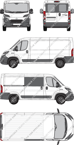 Toyoa Proace Max, fourgon, L2H1, teilverglast rechts, Heck vergl., Rear Wing Doors, 1 Sliding Door (2024)