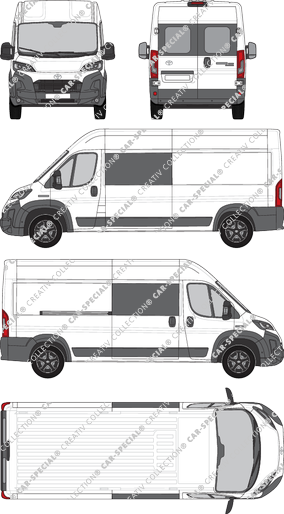 Toyoa Proace Max, Kastenwagen, L3H2, Heck verglast, Doppelkabine, Rear Wing Doors, 1 Sliding Door (2024)